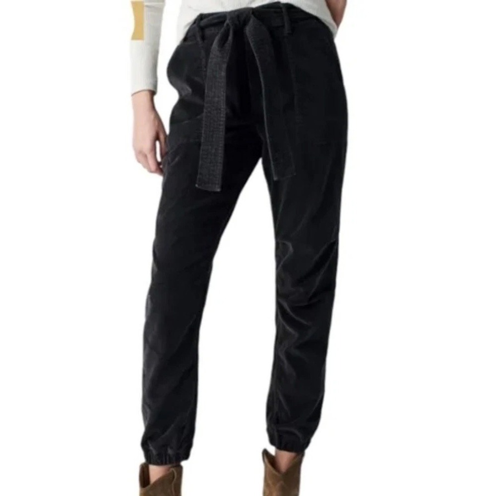 Faherty Orion Velvet Jogger Pants Womens L Mid‎ Rise Belted Cropped